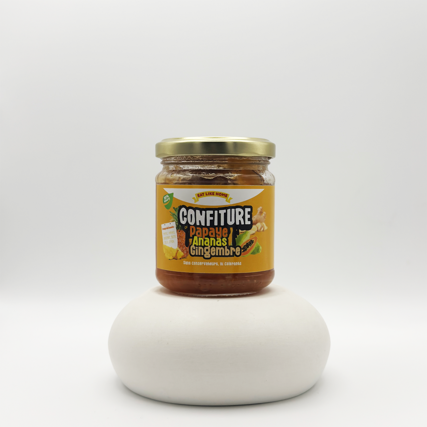 La Confiture Papaye Ananas Gingembre 170G vue de face