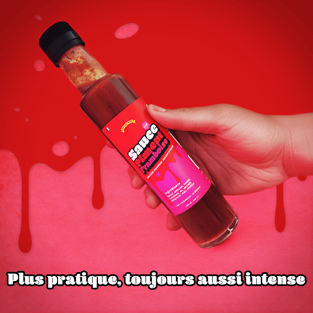 La Bouteille de sauce Piment/pimentée à la framboise 270g dans un décor
