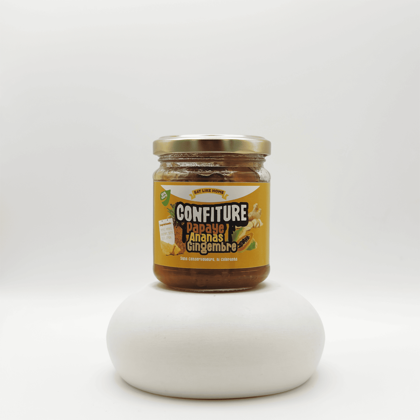 La Confiture de Papaye Ananas Gingembre 170g vue de face